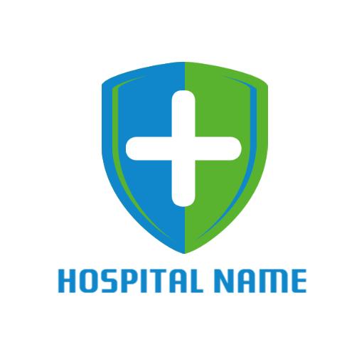 Modern Blue and Green Shield Design for Healthcare Logo Template