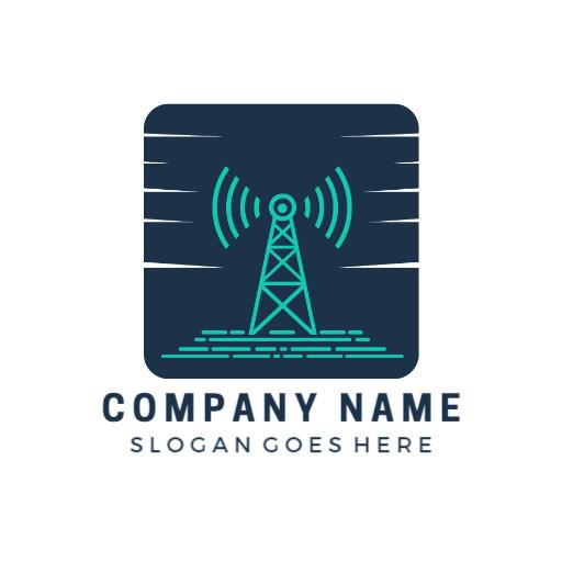 Modern Blue and Green Telecommunications Tower Signal Logo Template