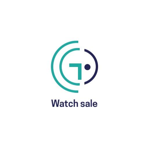 Modern Blue and Green Watch Sale Promotional Logo Template