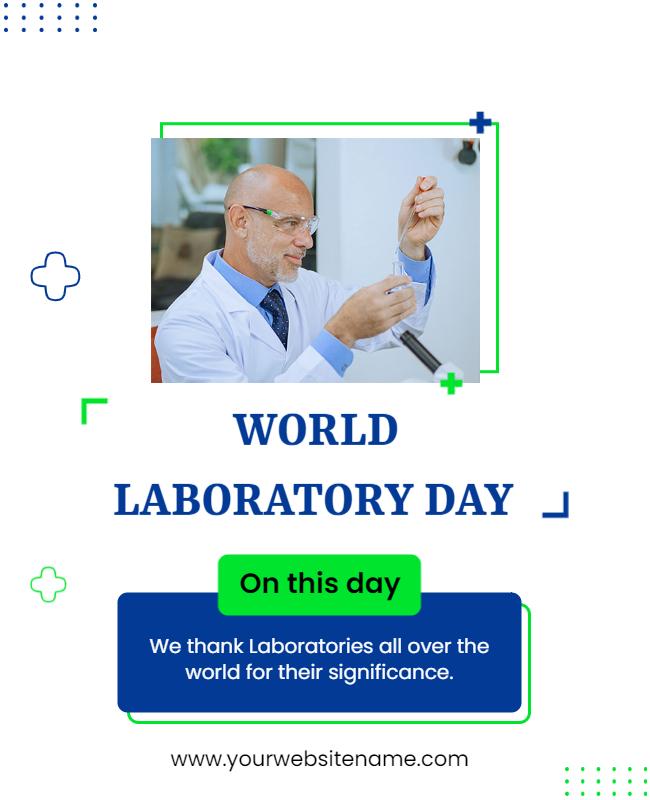 Modern Blue and Green World Laboratory Day Celebration Poster Template