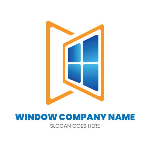 Modern Blue and Orange Multilayer Window Design Logo Template
