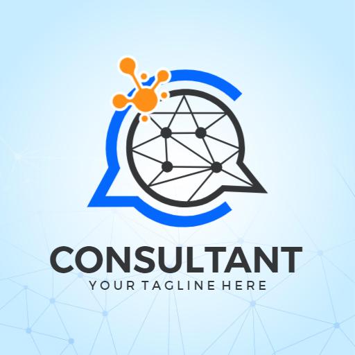 Modern Blue and Orange Networking Consultant Logo Template