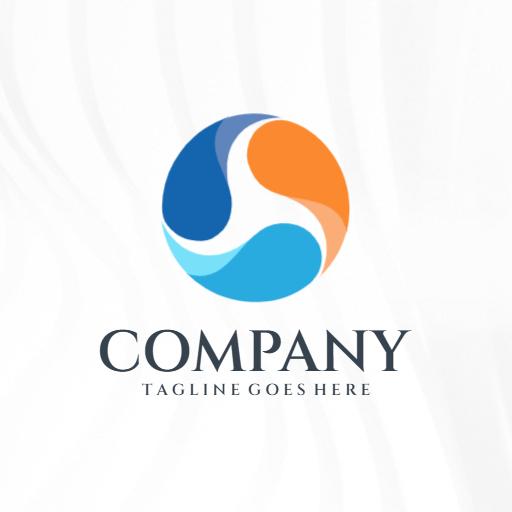 Modern Blue and Orange Swirl Design for Company Logo Template