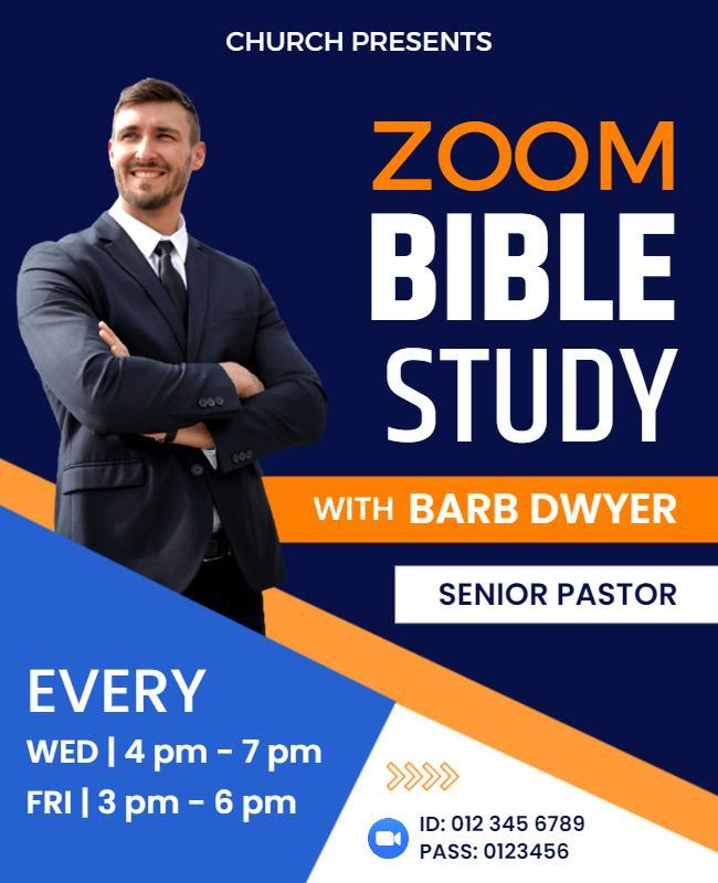 Modern Blue and Orange Zoom Bible Study Session Poster Template