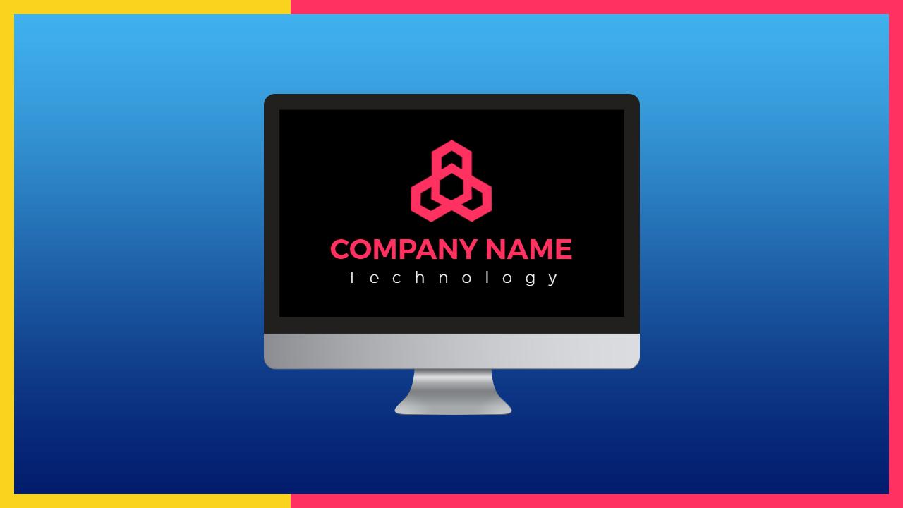 Modern Blue and Pink Technology Business Solutions Presentation Template
