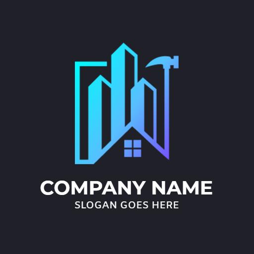 Modern Blue and Purple Building Designs in Construction Logo Template