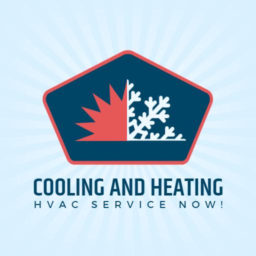 Modern Blue and Red Cooling and Heating HVAC Service Logo Template