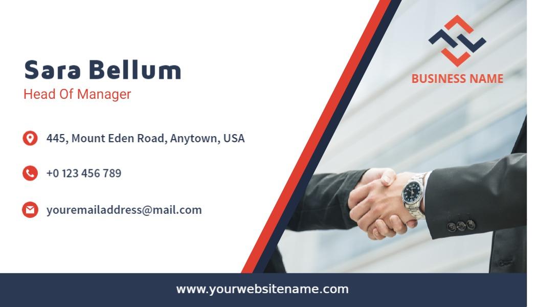 Modern Blue and Red Corporate Professional Business Card Template