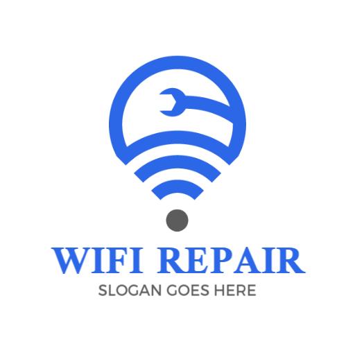 Modern Blue and White Design for Efficient Wifi Repair Logo Template