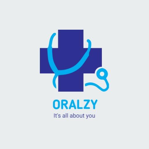 Modern Blue and White Hospital Logo Featuring Medical Tools Logo Template