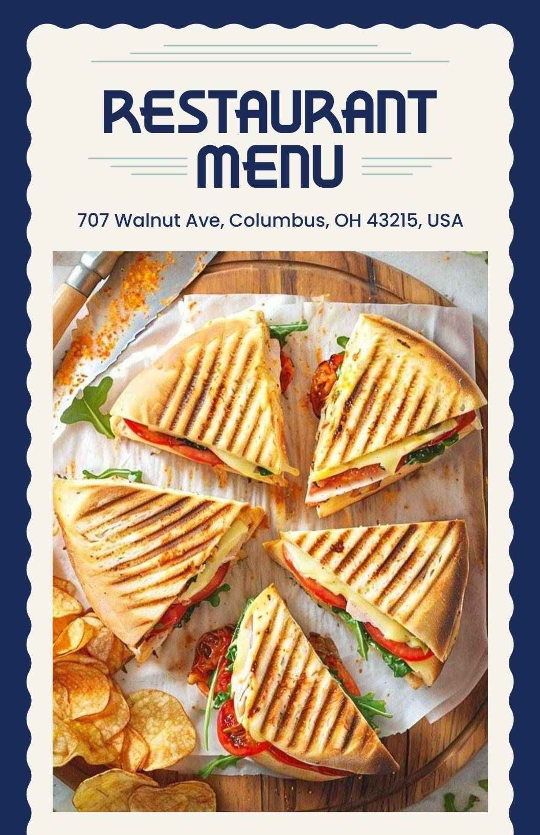 Modern Blue and White Restaurant Shareables Menu Template