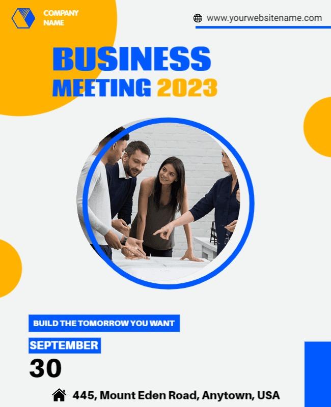 Modern Blue and Yellow Business Meeting Poster Template