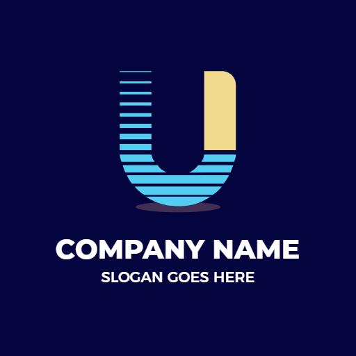 Modern Blue and Yellow U Letter Design for Branding Logo Template