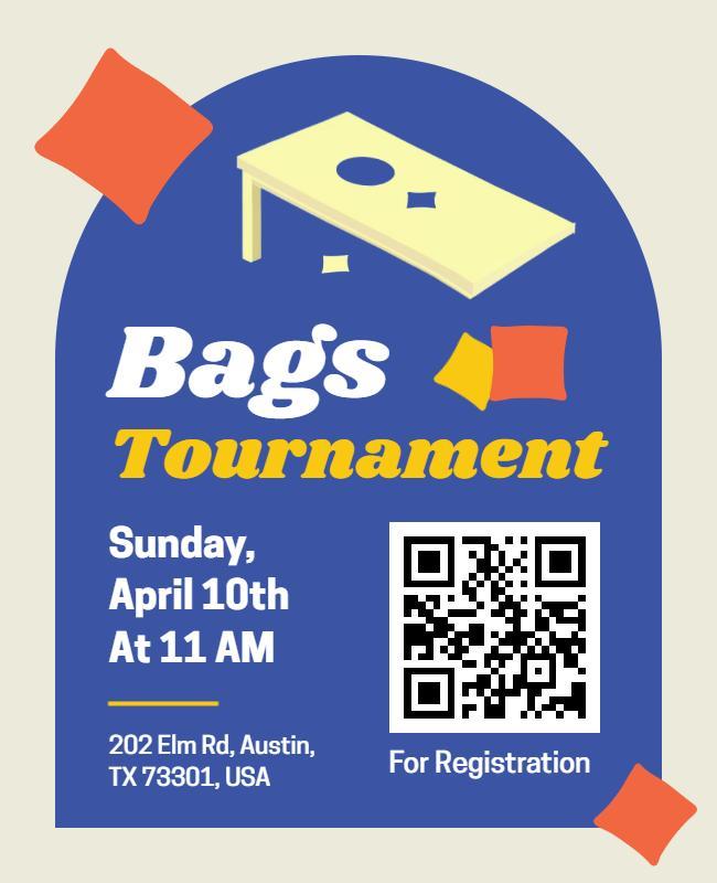 Modern Blue Arch Cornhole Bags Tournament Flyer Template