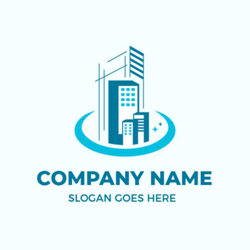 Modern Blue Architectural Design Showcasing Urban Development Logo Template