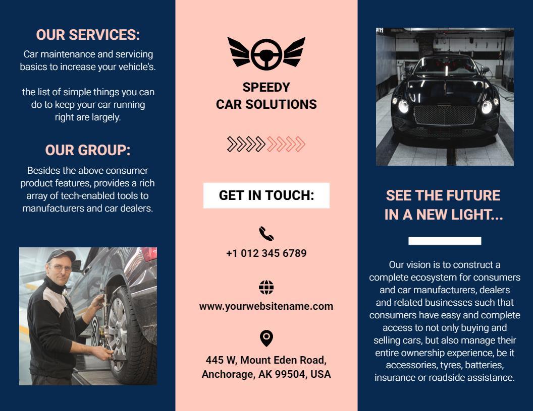 Modern Blue Auto Repair and Vehicle Maintenance Brochure Template