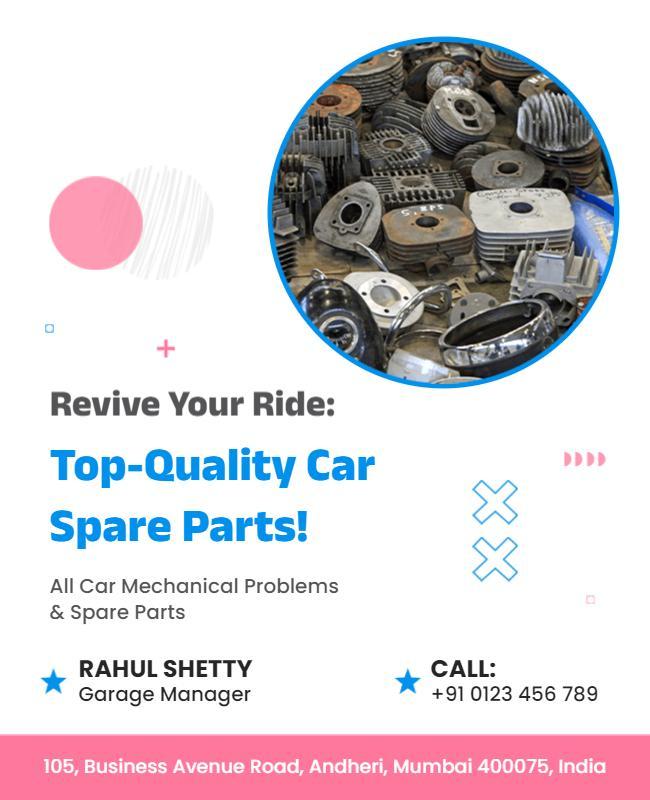 Modern Blue Automotive Garage Spare Parts Service Poster Template