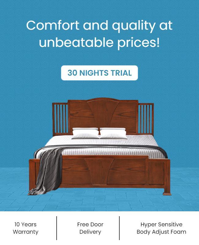 Modern Blue Bedroom Furniture Sale Poster Template