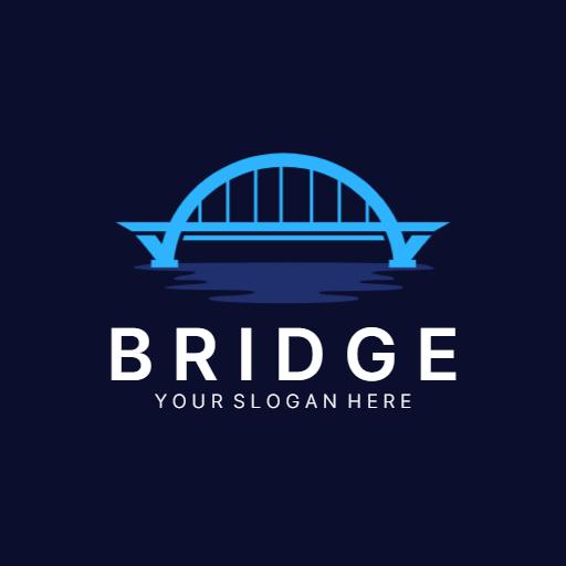 Modern Blue Bridge Design Reflecting Connectivity Logo Template