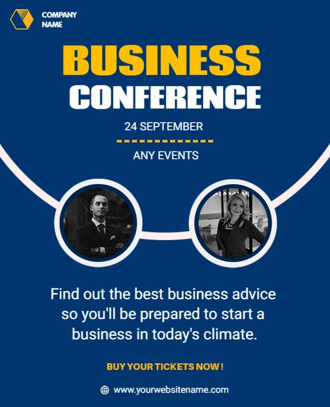 Modern Blue Business Conference Information Poster Template