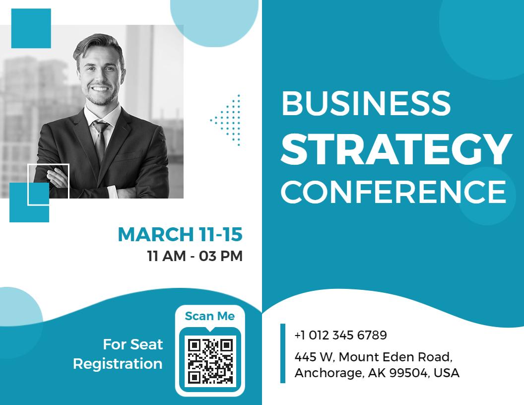 Modern Blue Business Strategy Conference Registration Brochure Template