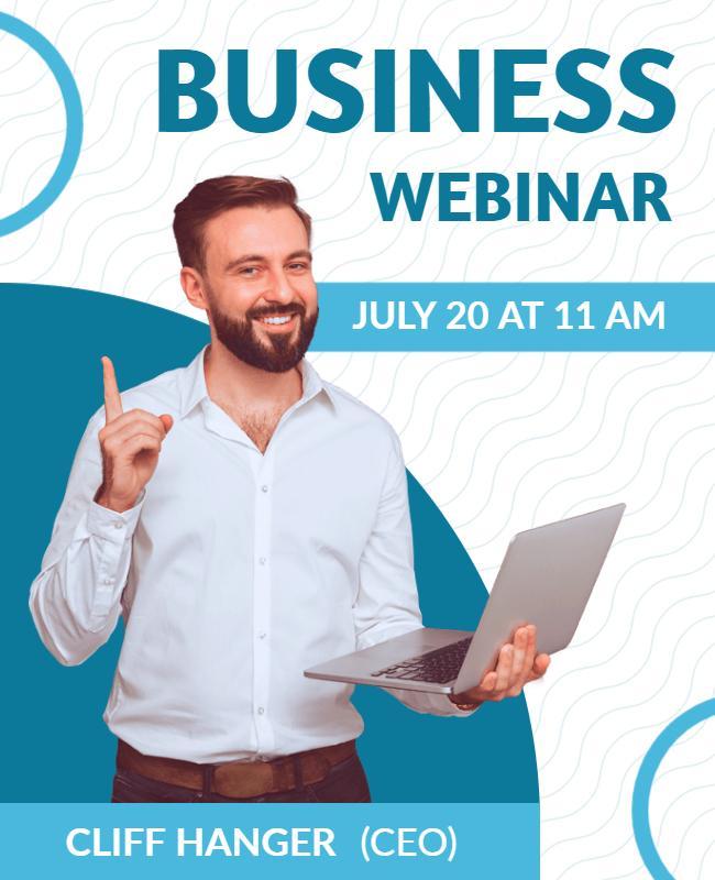 Modern Blue Business Webinar Announcement Poster Template
