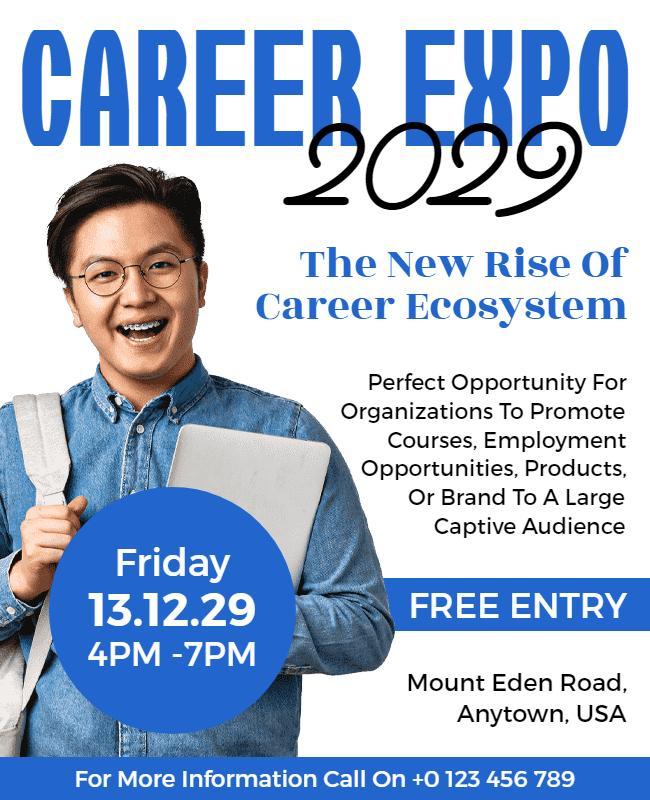 Modern Blue Career Expo Networking Event Flyer Template