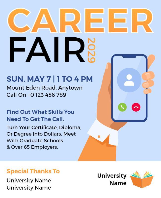 Modern Blue Career Fair Networking Event Poster Template
