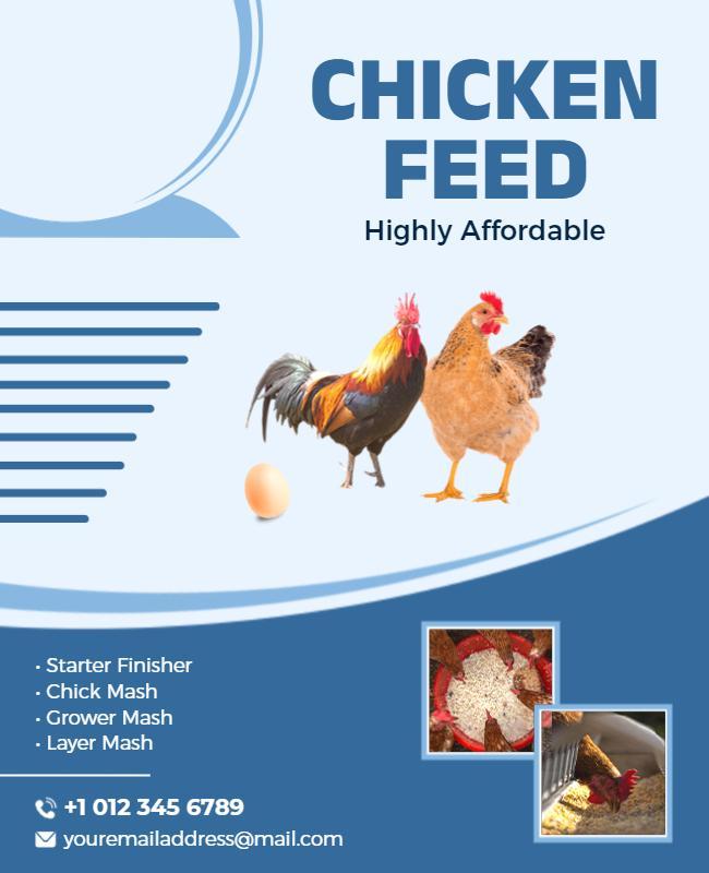 Modern Blue Chicken Feed Advertising Poster Template