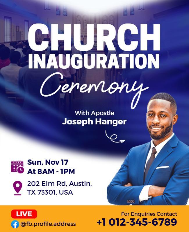 Modern Blue Church Inauguration Celebration Flyer Template