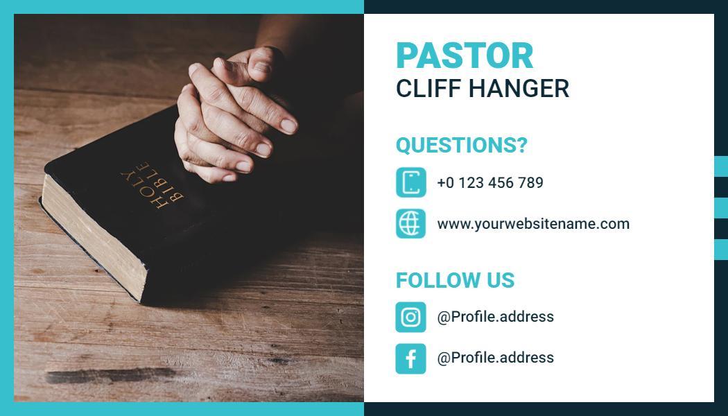 Modern Blue Church Service Announcement Business Card Template