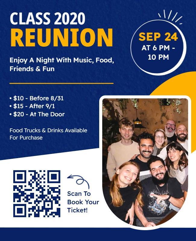 Modern Blue Class of 2020 Reunion Celebration Poster Template