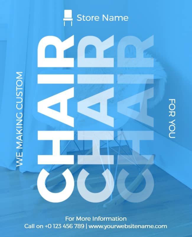 Modern Blue Custom Chair Design Advertisement Poster Template