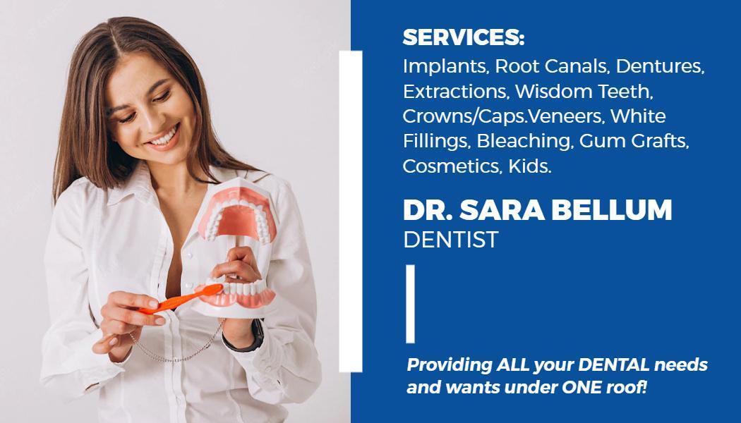 Modern Blue Dental Services Overview Business Card Template
