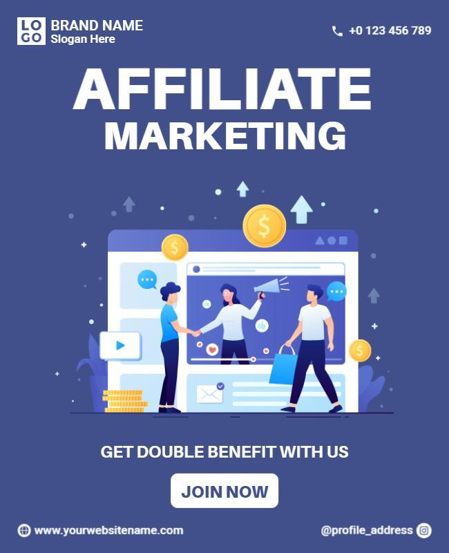 Modern Blue Digital Affiliate Marketing Promotion Poster Template