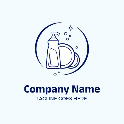 Modern Blue Dishwashing Liquid Design for Cleanliness Logo Template