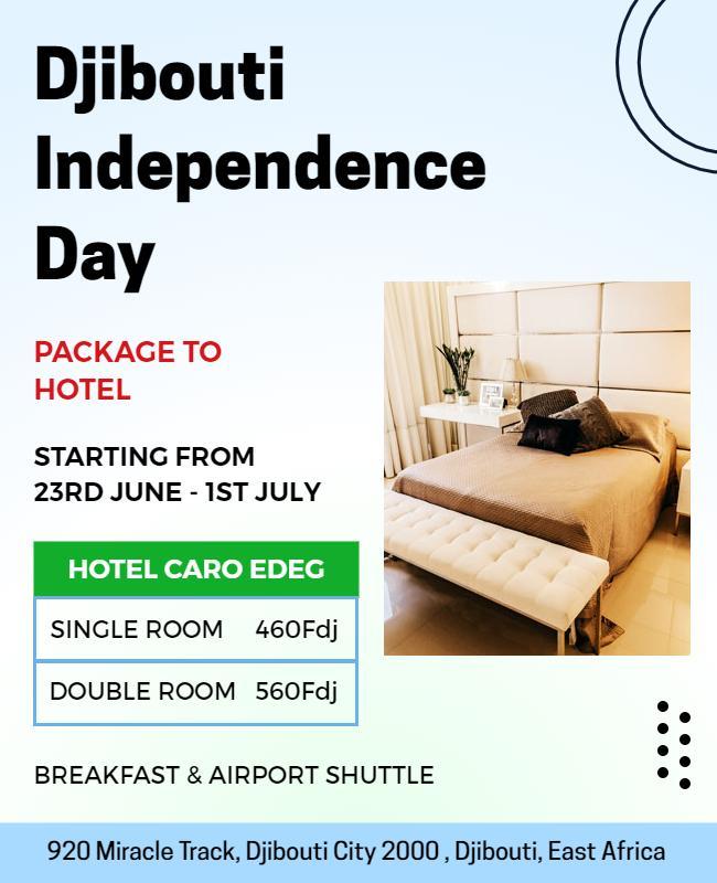 Modern Blue Djibouti Independence Day Hotel Package Poster Template