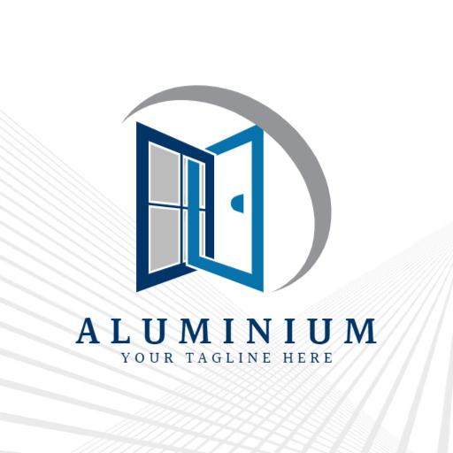 Modern Blue Door Design Highlighting Premium Aluminium Logo Template