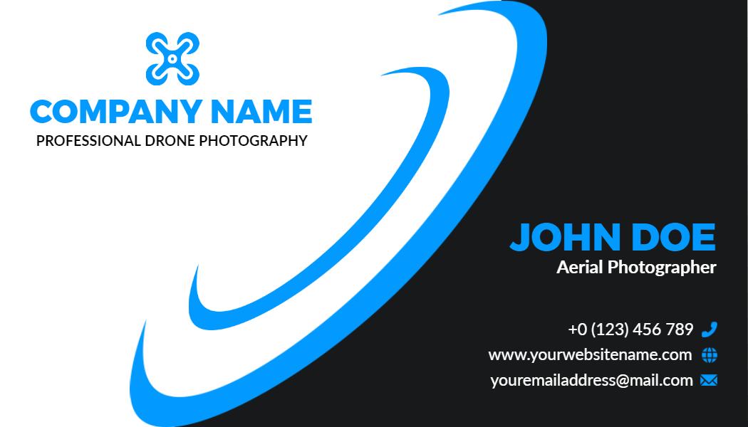 Modern Blue Drone Photography Creative Business Card Template