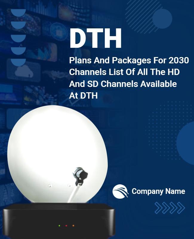 Modern Blue DTH Channel Plans and Packages Poster Template