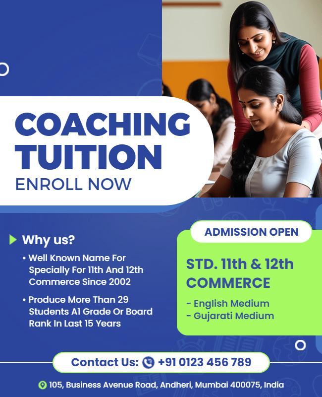 Modern Blue Education Coaching Enrollment Poster Template