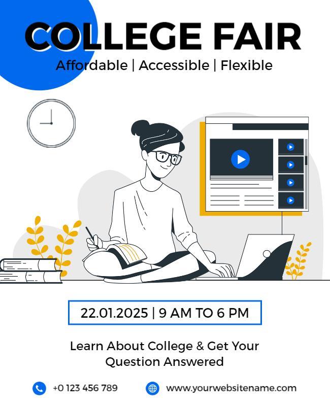Modern Blue Educational College Fair Flyer Template