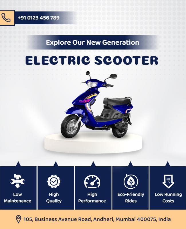 Modern Blue Electric Scooter Promotional Poster Template
