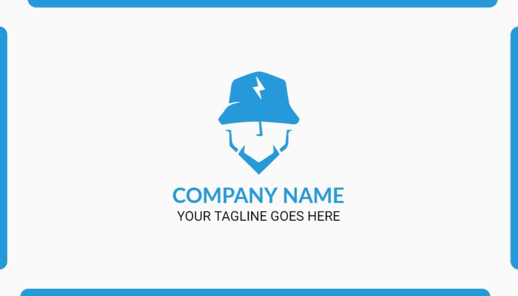 Modern Blue Electrician Logo Design Business Card Template