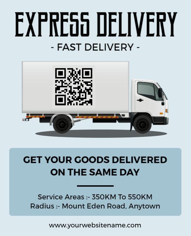 Modern Blue Express Delivery Service Poster Template