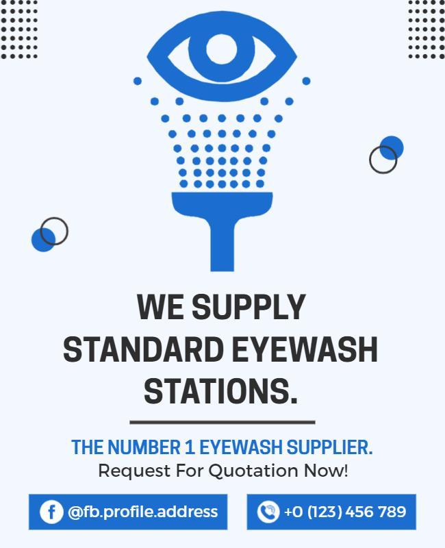 Modern Blue Eyewash Station Supply Promotional Poster Template