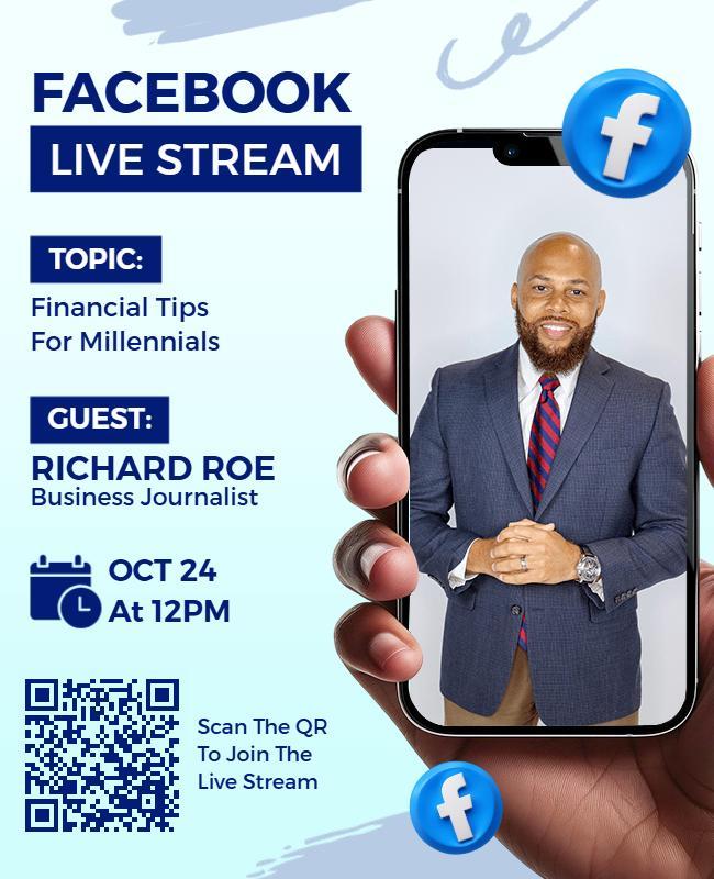 Modern Blue Facebook Live Stream Event Flyer Template