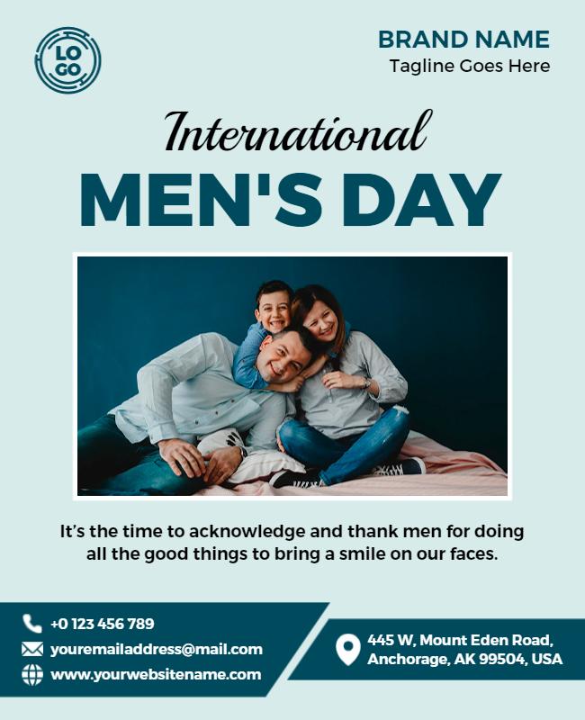 Modern Blue Family Celebration for International Men's Day Poster Template