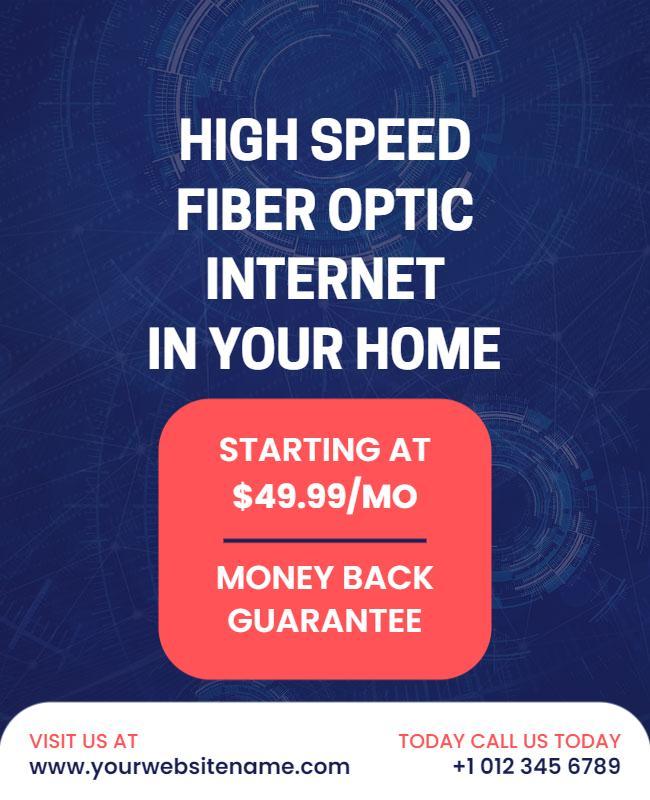 Modern Blue Fiber Optic Internet Service Promotion Poster Template