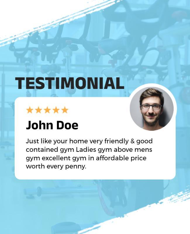 Modern Blue Fitness Gym Testimonial Poster Template